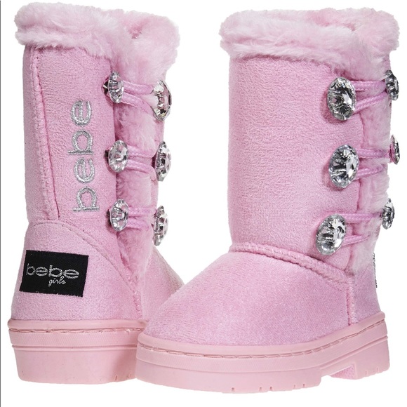 Bebe Toddler Girls Pink Rhinestone slip on boots - Picture 2 of 8
